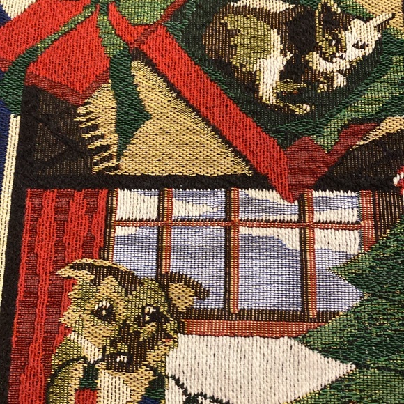 Set of 8 Vintage Woven Dog & Cat Christmas Placemats